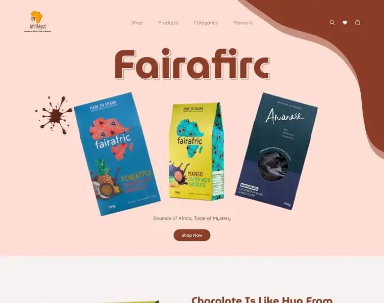 Afrimyst Chocolate figma to wordpress designed by Codixity