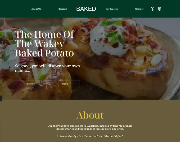 BAKED landing page designed by Codixity