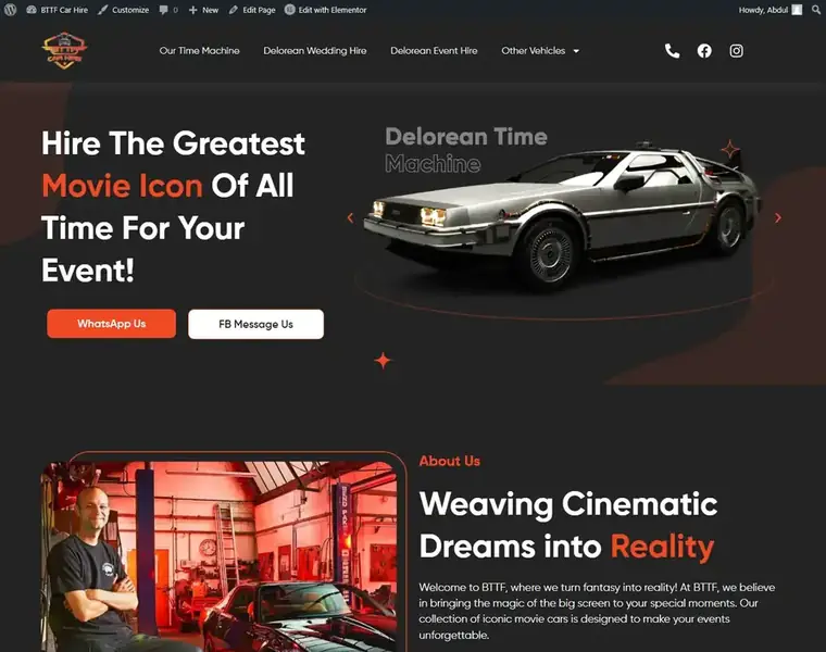 BTTF Car wordpress business website designed by Codixity