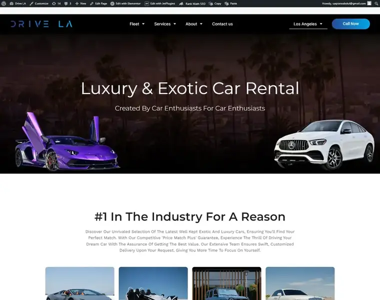 Drive LA Car Rental wordpress business website designed by Codixity