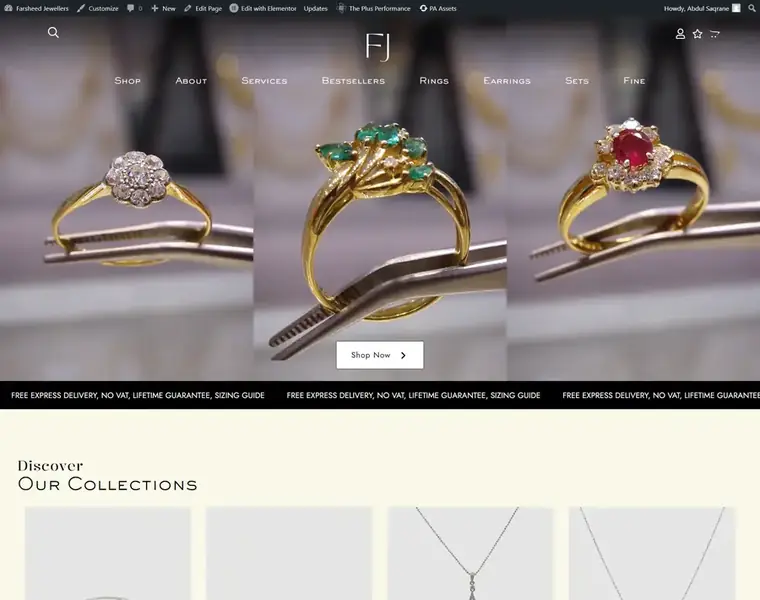 Farsheed Jewellers e-commerce designed by Codixity