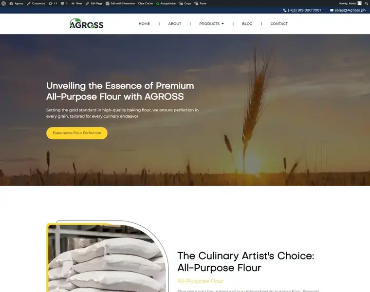 Flour Website figma to wordpress designed by Codixity
