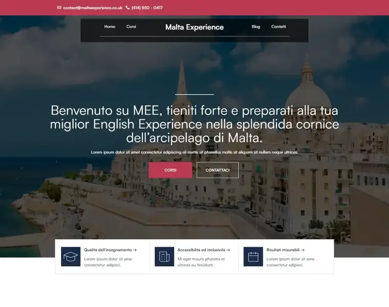 Malta University wordpress business website designed by Codixity