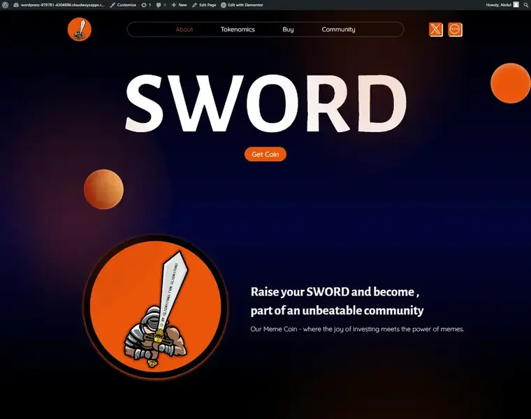 Sword landing page designed by Codixity