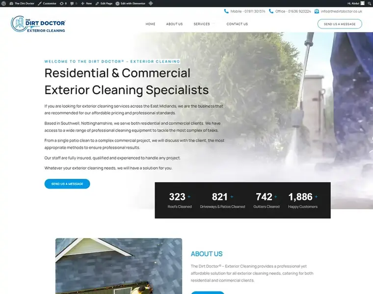 The Dirt Doctor cleaning service website designed by Codixity